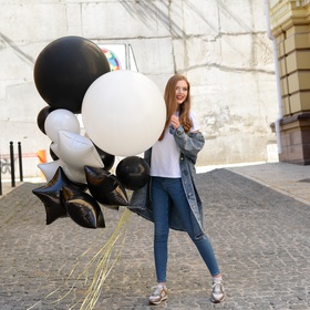 Bunch of black and white balloons