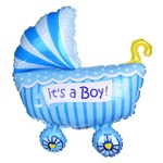 An armful of "Welcome baby" balloons