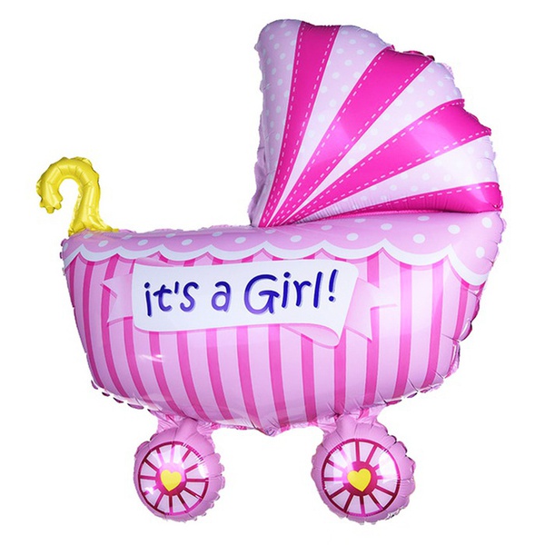 An armful of "Welcome baby" balloons