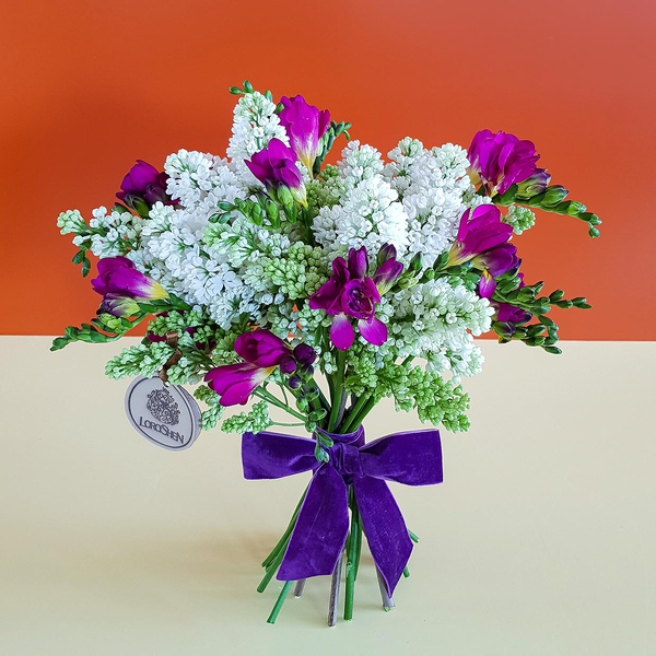 Bouquet of lilac and freesia midi