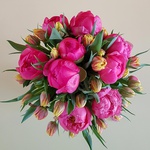 Bouquet of tulips and peonies