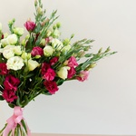 Bouquet of eustoma pink-green