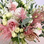 Bouquet with white hydrangea and garden roses