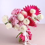 Bouquet with dahlias and hydrangea