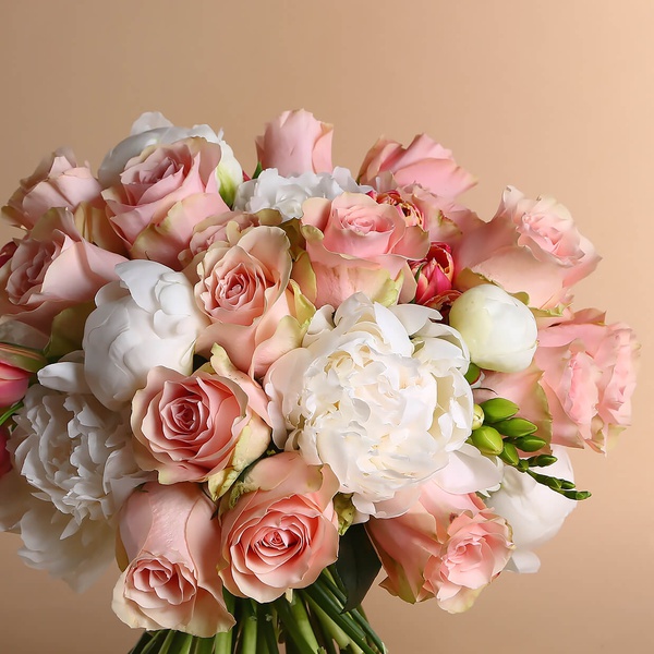 Premium bouquet with white peonies