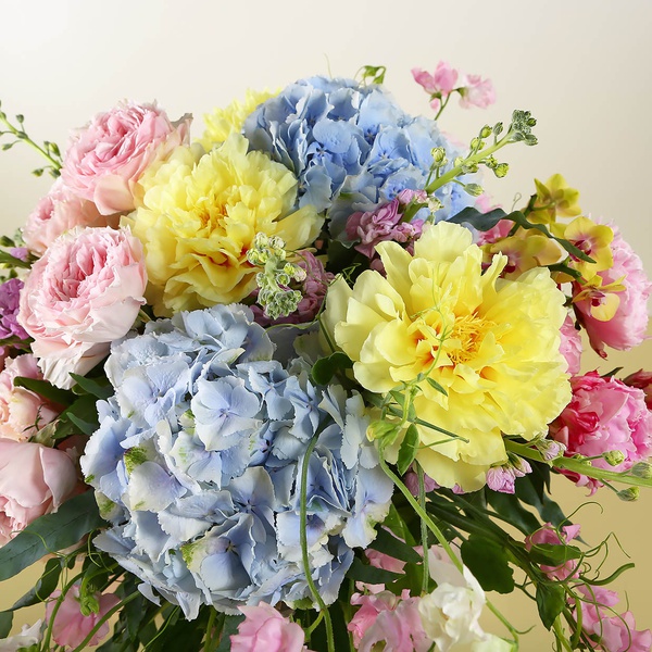 Bouquet with yellow peonies