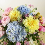 Bouquet with yellow peonies