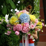 Bouquet with yellow peonies