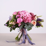Summer bouquet with pink hydrangea and peonies