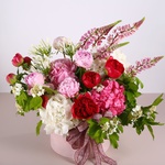 Summer composition with peonies and hydrangea