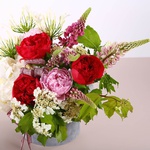 Summer composition with white hydrangea