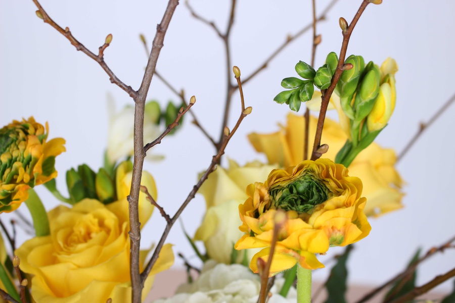 Bouquet with yellow ranunculus