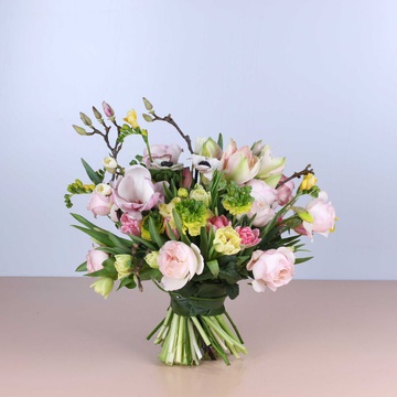 Spring bouquet with sprigs of magnolia