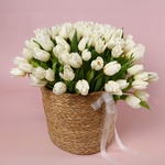 The arrangement «101 White Tulips Natural Chic»