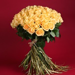Heart-shaped bouquet of 101 peach roses