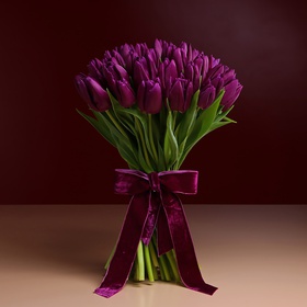 Bouquet of 51 purple tulips
