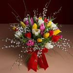 Bouquet of 35 mix tulips and ginestra
