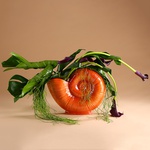 Calla lilies in a vase "Lunar spiral"