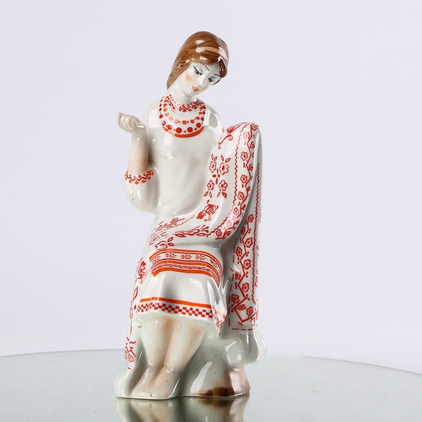 Porcelain figurine "Girl at Embroidery"