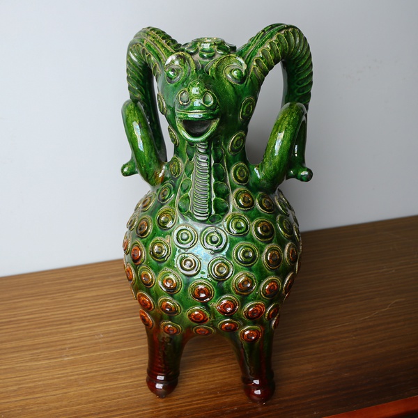 Collectible zoomorphic Kumanets "Baran" - Vasylkiv majolica, 1963–1974 (with hallmark) XL