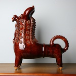Opishnya ceramic lembik (kumanets/shtof) in the shape of a lion