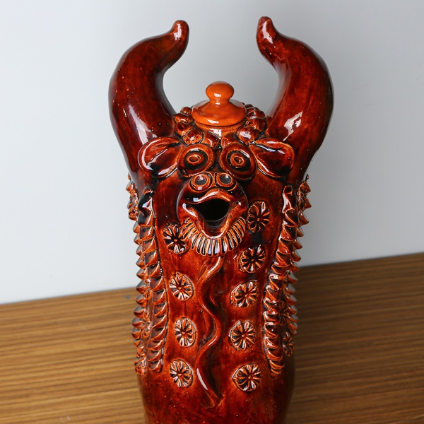 Opishnya ceramic lembik (kumanets/shtof) in the shape of a lion