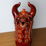 Opishnya ceramic lembik (kumanets/shtof) in the shape of a lion