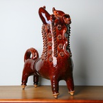 Opishnya ceramic lembik (kumanets/shtof) in the shape of a lion
