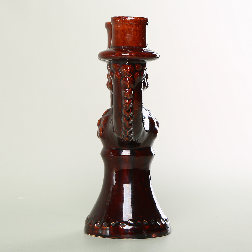 Vintage Ceramic Three-Candle Holder "Pine Cone," Opishnia / Soviet Majolica, 1970s–1980s