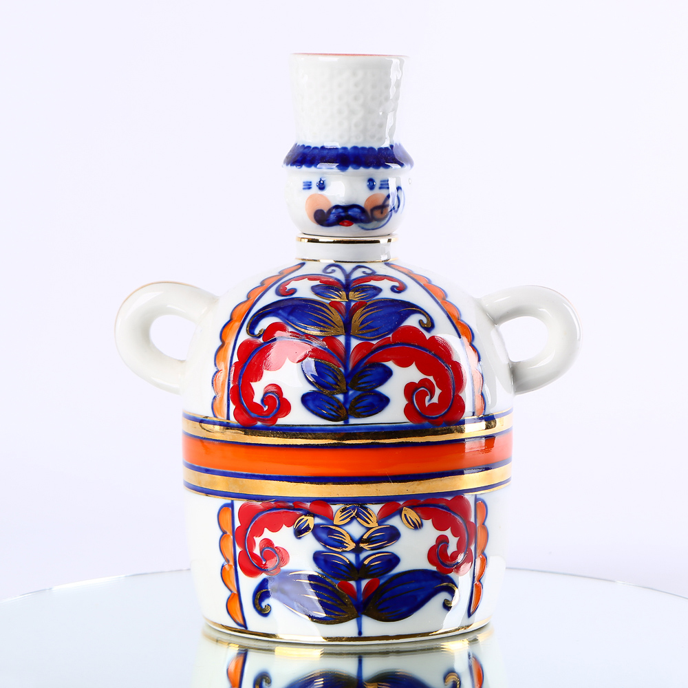 Collectible Pair of Porcelain Decanters: "Cossack and Cossack Woman"