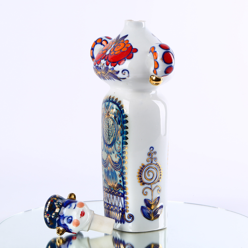 Collectible Pair of Porcelain Decanters: "Cossack and Cossack Woman"