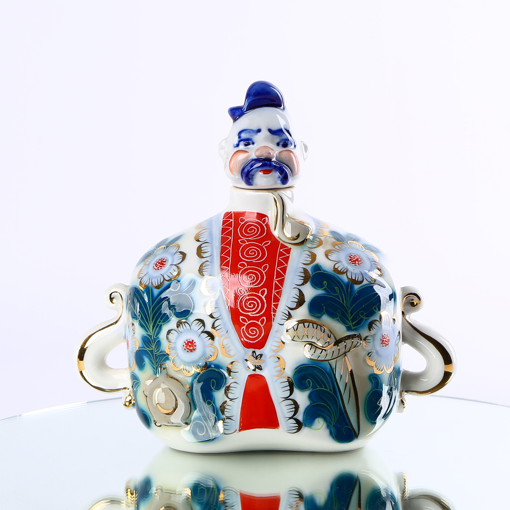 Vintage Porcelain Decanter "Cossack with a Pipe and Saber" (Korosten)