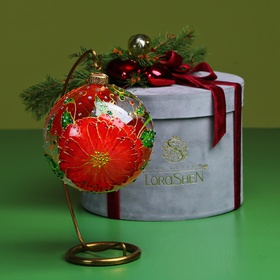 Christmas ball "Red poppies" in stained glass technique