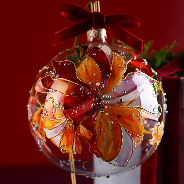 Christmas ball "Lily" in stained glass technique 2