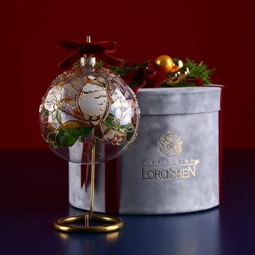 Christmas ball "Sparrow" in stained glass technique
