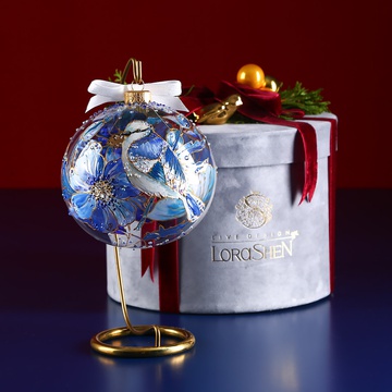 Christmas ball "Blue Tit" in stained glass technique