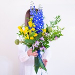 Ethno bouquet with delphinium