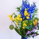 Ethno bouquet with delphinium