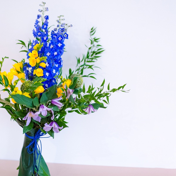 Ethno bouquet with delphinium