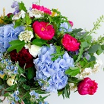 Ethno bouquet with hydrangea and spikelets