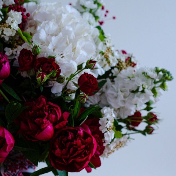 Ethno bouquet with peonies
