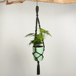 Cache-pot in blue macrame