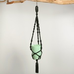 Cache-pot in blue macrame