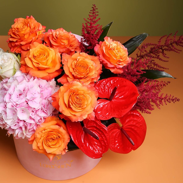 Floral composition with anthurium "Autumn kiss"