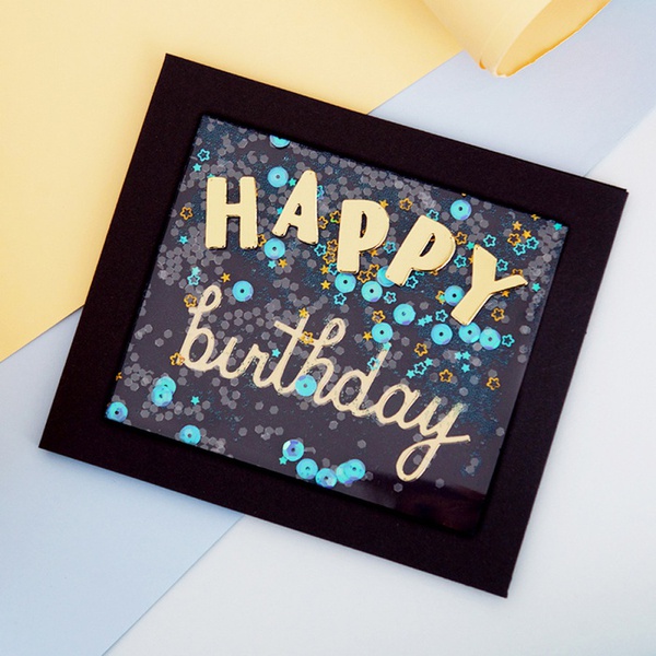 Открытка с сыпучим блеском "Наррy birthday"