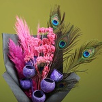 Bouquet of dried flowers and feathers