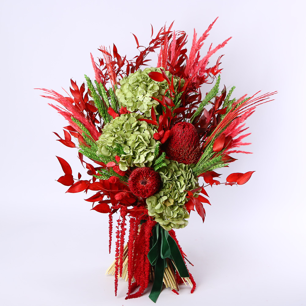 Dried Flower Bouquet "Ruby & Emerald"