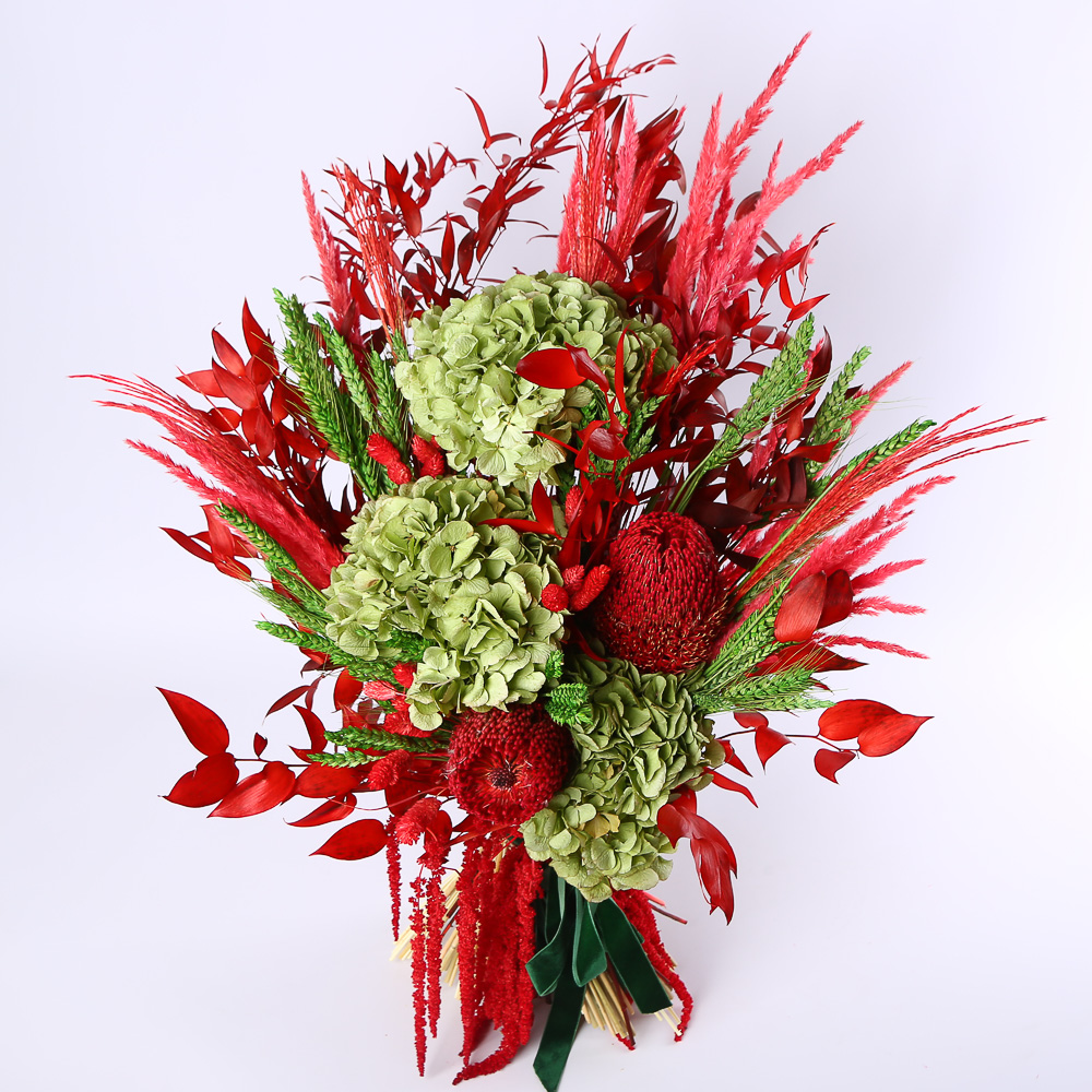 Dried Flower Bouquet "Ruby & Emerald"