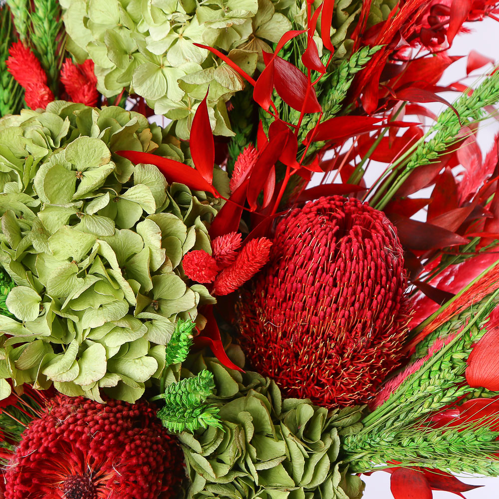 Dried Flower Bouquet "Ruby & Emerald"