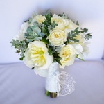 Wedding bouquet with white peonies
